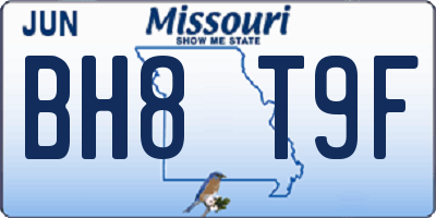 MO license plate BH8T9F