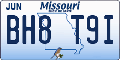 MO license plate BH8T9I