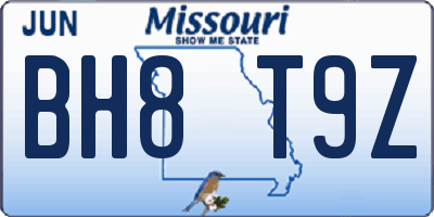 MO license plate BH8T9Z