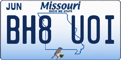 MO license plate BH8U0I