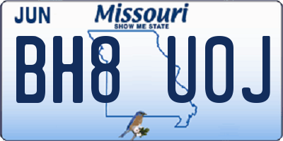 MO license plate BH8U0J