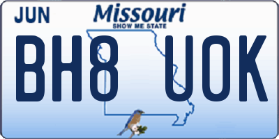 MO license plate BH8U0K