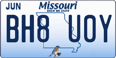 MO license plate BH8U0Y