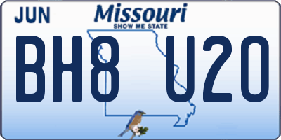 MO license plate BH8U2O