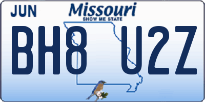 MO license plate BH8U2Z