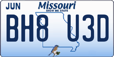 MO license plate BH8U3D