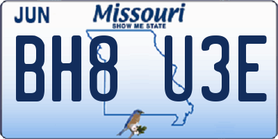 MO license plate BH8U3E