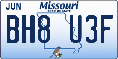 MO license plate BH8U3F