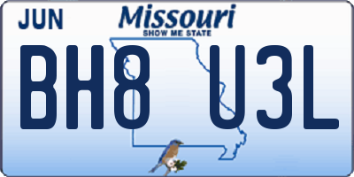 MO license plate BH8U3L