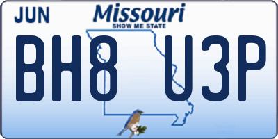 MO license plate BH8U3P