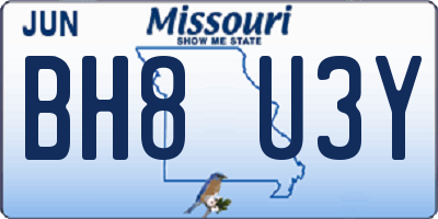 MO license plate BH8U3Y