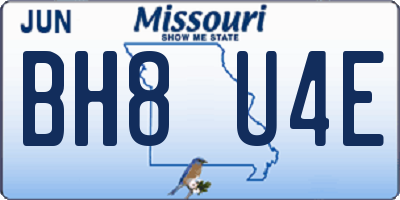 MO license plate BH8U4E