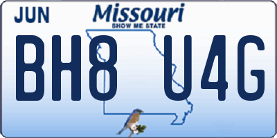 MO license plate BH8U4G