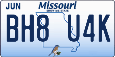 MO license plate BH8U4K