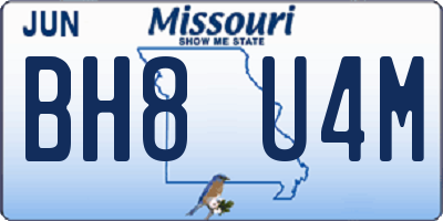 MO license plate BH8U4M