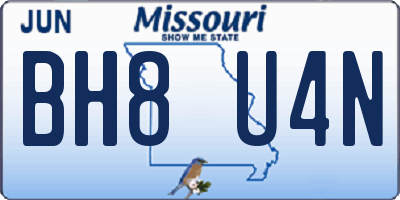 MO license plate BH8U4N
