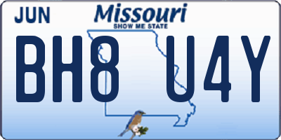 MO license plate BH8U4Y