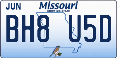 MO license plate BH8U5D