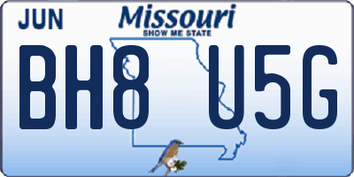 MO license plate BH8U5G