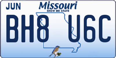 MO license plate BH8U6C