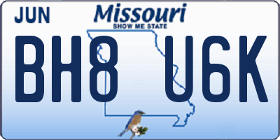 MO license plate BH8U6K