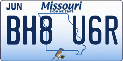 MO license plate BH8U6R