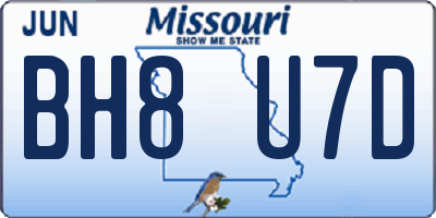 MO license plate BH8U7D