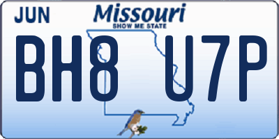 MO license plate BH8U7P