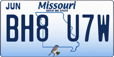 MO license plate BH8U7W