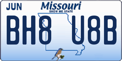 MO license plate BH8U8B