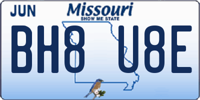 MO license plate BH8U8E