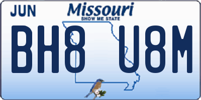 MO license plate BH8U8M