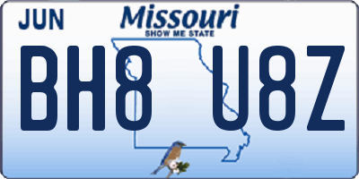 MO license plate BH8U8Z