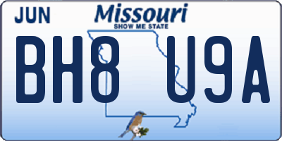MO license plate BH8U9A