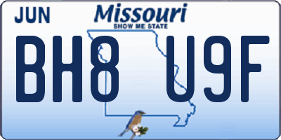 MO license plate BH8U9F