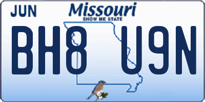 MO license plate BH8U9N