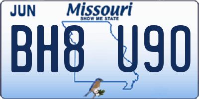 MO license plate BH8U9O