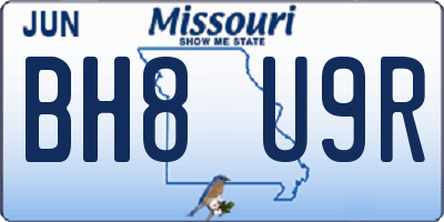 MO license plate BH8U9R