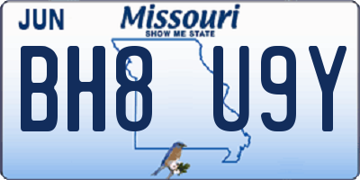 MO license plate BH8U9Y