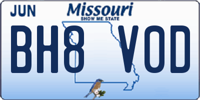 MO license plate BH8V0D