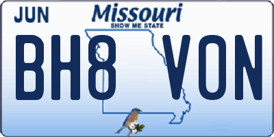 MO license plate BH8V0N