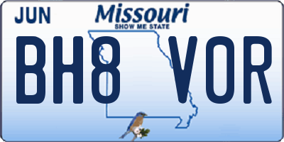 MO license plate BH8V0R