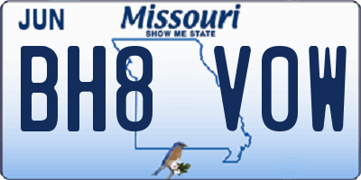 MO license plate BH8V0W
