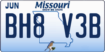 MO license plate BH8V3B