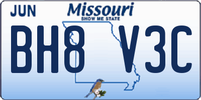 MO license plate BH8V3C