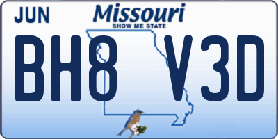 MO license plate BH8V3D