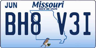 MO license plate BH8V3I