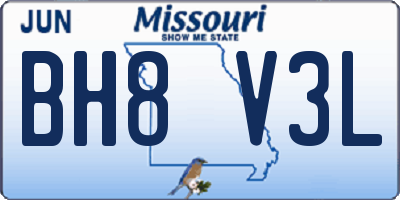 MO license plate BH8V3L