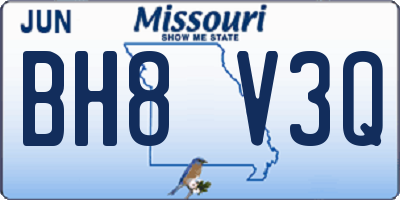 MO license plate BH8V3Q