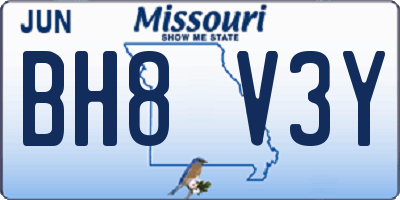 MO license plate BH8V3Y